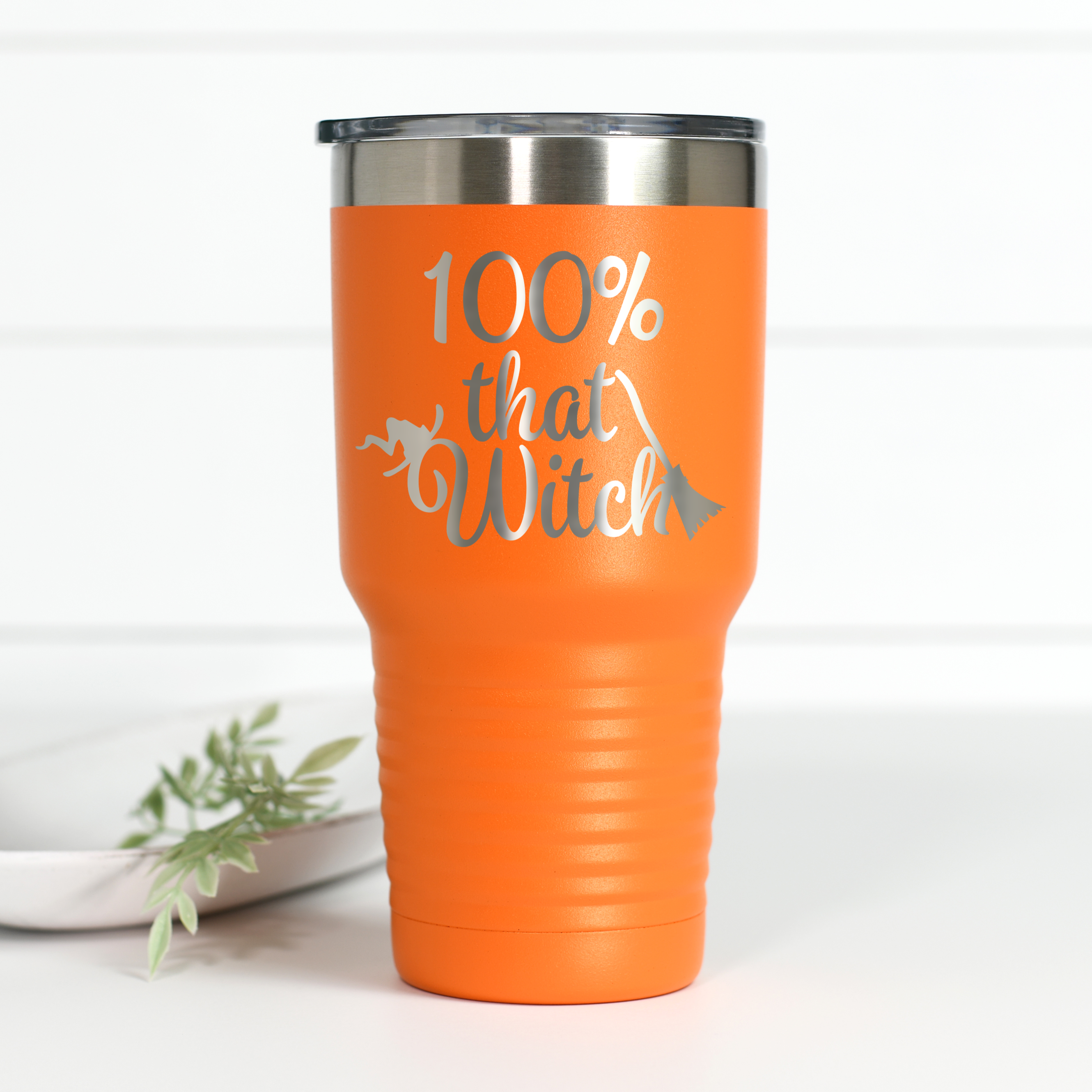 100% That Witch 30 oz Engraved Tumbler Kansas City Kreations