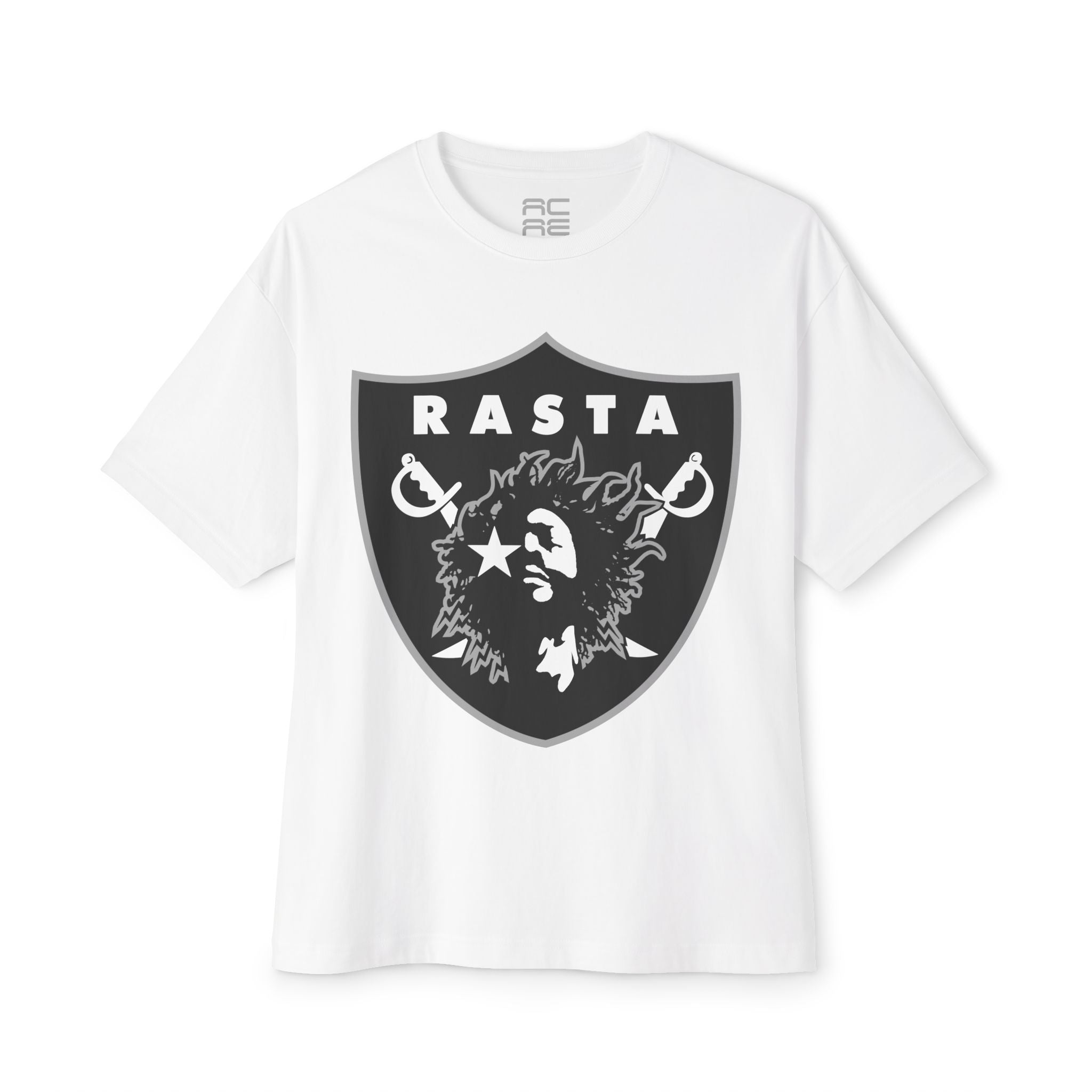 RASTA RAIDERS WHITE Oversized Boxy Tee