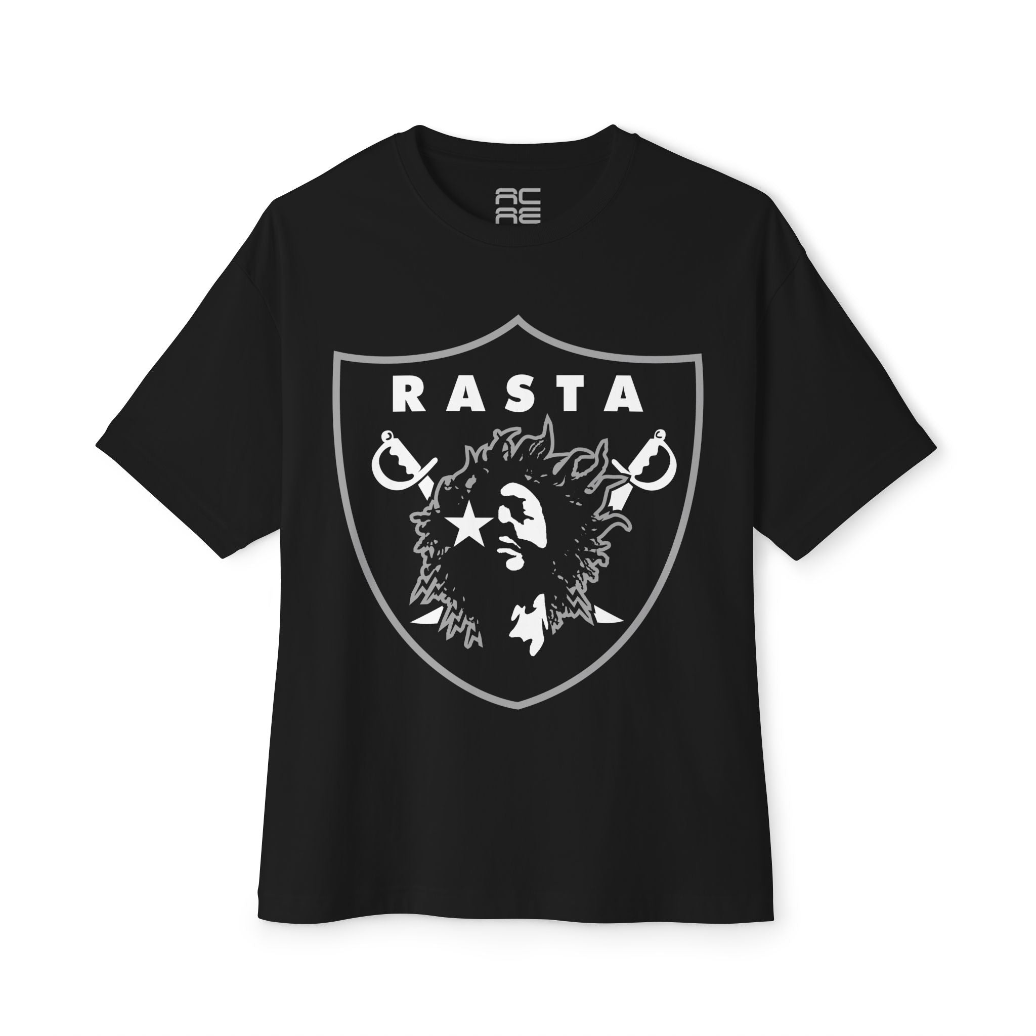 RASTA RAIDERS BLACK Oversized Boxy Tee