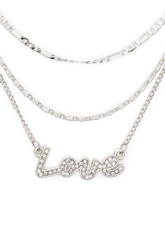“Love” Crystal Layer Necklace Set