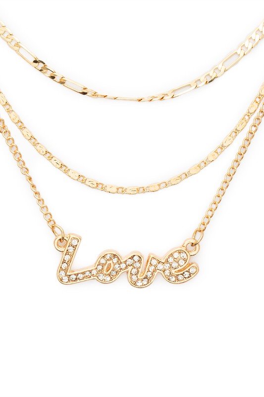 “Love” Crystal Layer Necklace Set