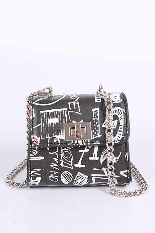 “Not The Fashion Police” Mini Graffiti Swing Bag