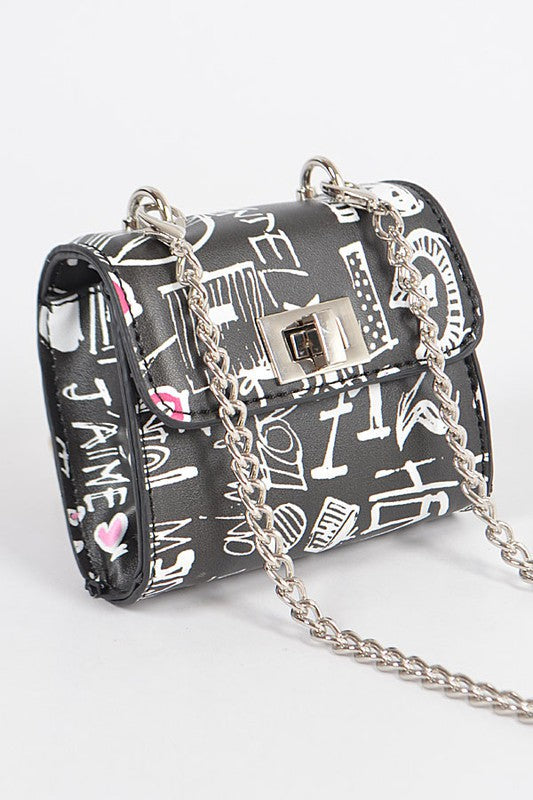 “Not The Fashion Police” Mini Graffiti Swing Bag