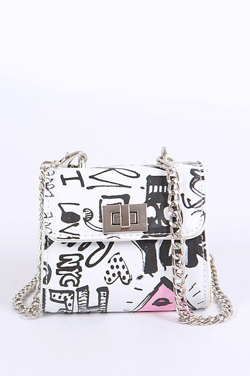 “Not The Fashion Police” Mini Graffiti Swing Bag