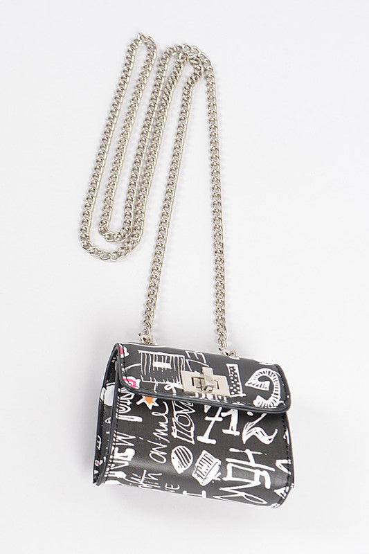 “Not The Fashion Police” Mini Graffiti Swing Bag