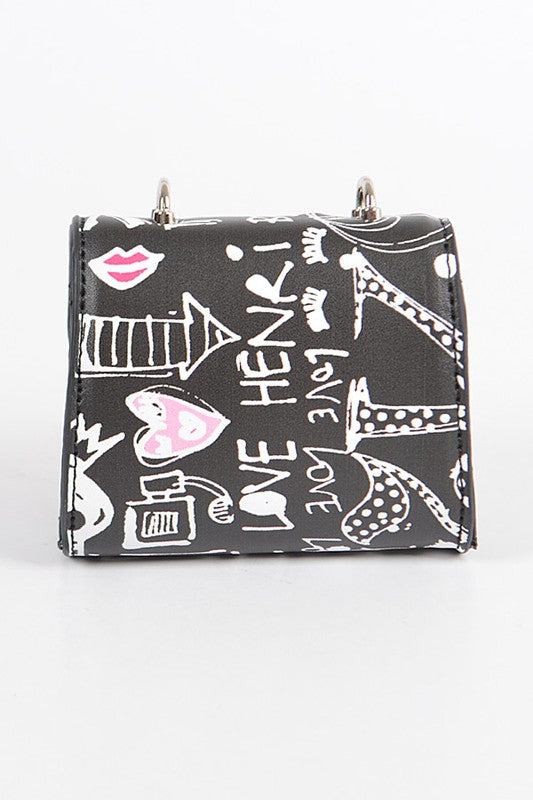 “Not The Fashion Police” Mini Graffiti Swing Bag