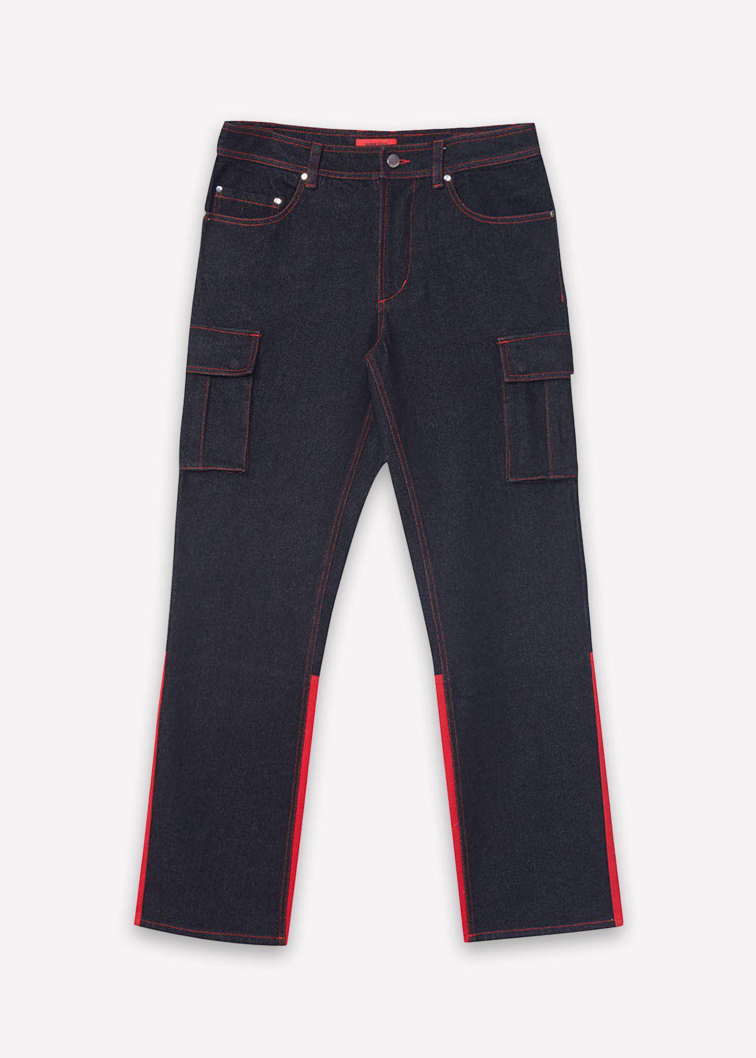 Blank State Men's Cargo Denim in Black/Red