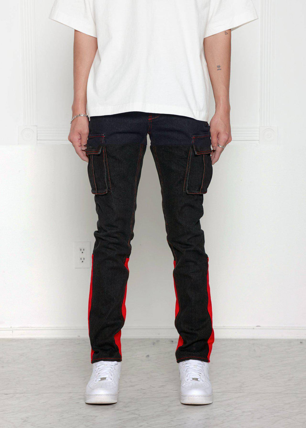 Blank State Men's Cargo Denim in Black/Red