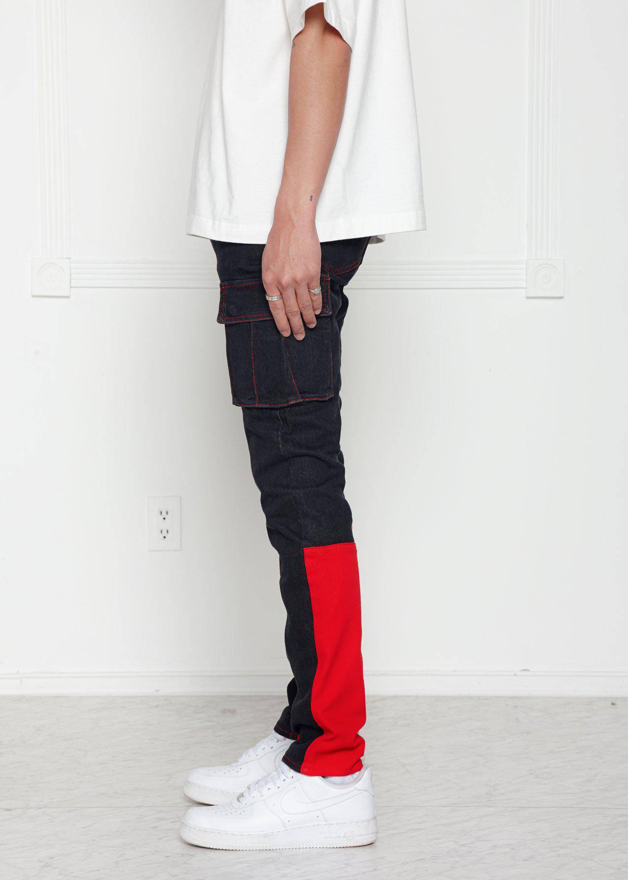 Blank State Men's Cargo Denim in Black/Red