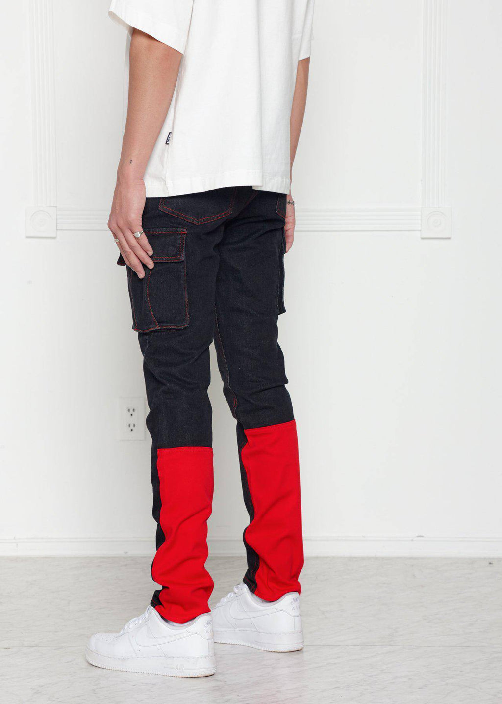 Blank State Men's Cargo Denim in Black/Red