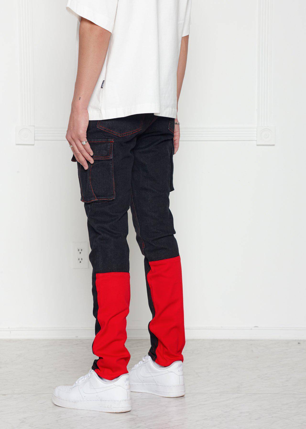 Blank State Men's Cargo Denim in Black/Red