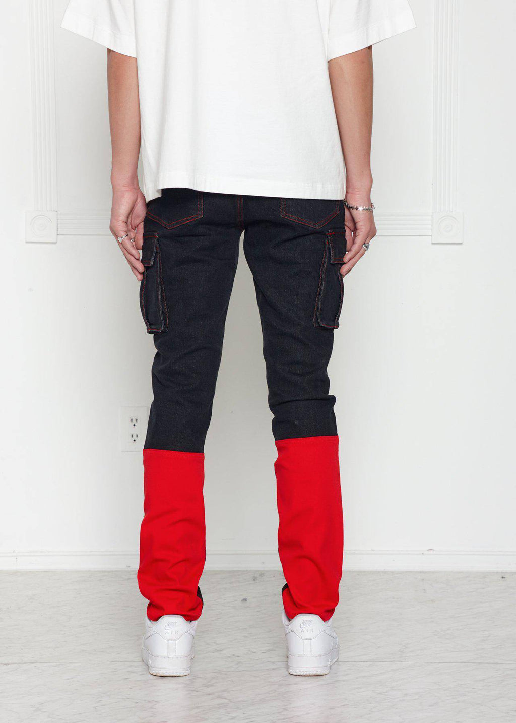 Blank State Men's Cargo Denim in Black/Red