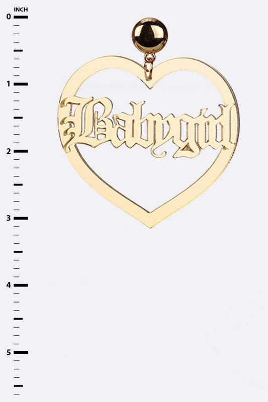 “Baby Girl” Acrylic Heart Earrings