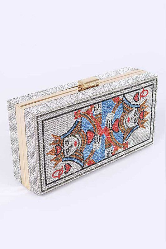 QUEEN Rhinestone Box Clutch