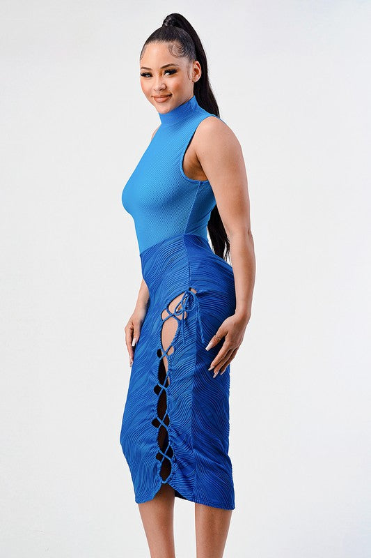 Ocean blue sleeveless sexy dress