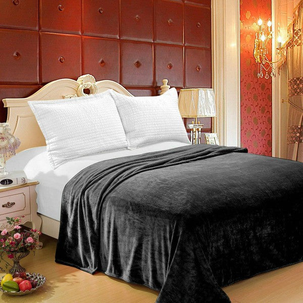 Black Throw Flannel Blanket