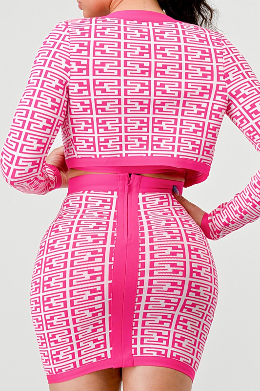 PRINTED BARBIE PINK THREE PIECE SET