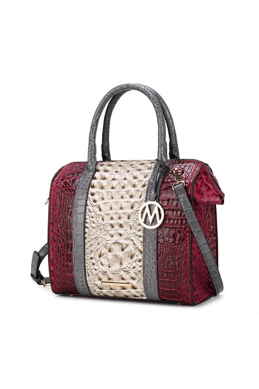 “Ember” Crocodile-Embossed Satchel Bag