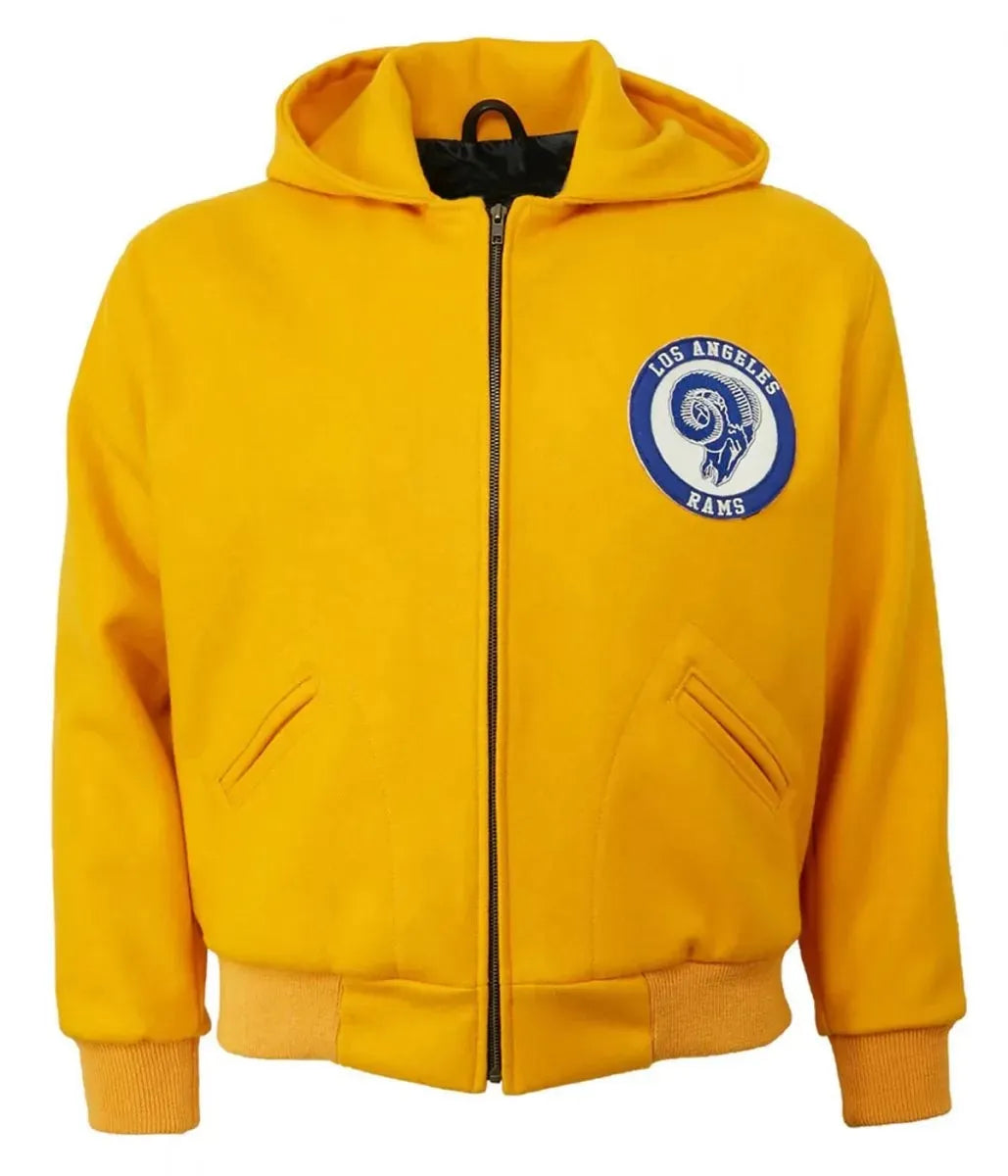 1950 Los Angeles Rams Yellow Wool Hooded Jacket Rackup