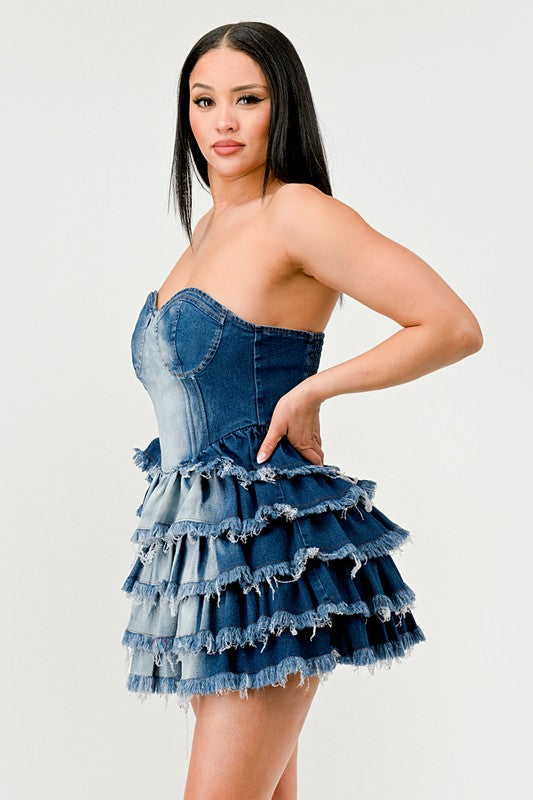 “Princess of Denim” Tiered Ruffle Dress