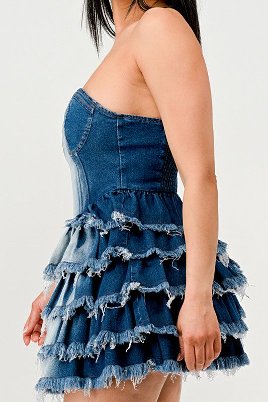 “Princess of Denim” Tiered Ruffle Dress