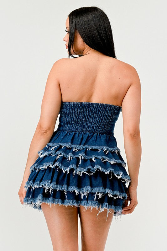 “Princess of Denim” Tiered Ruffle Dress