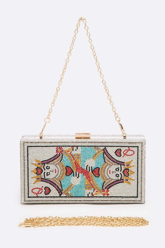 QUEEN Rhinestone Box Clutch