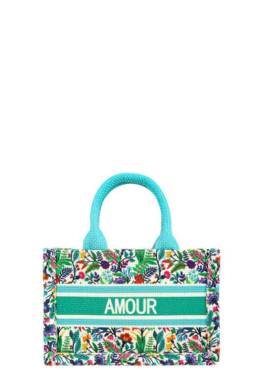 “AMOUR” Flower Small Tote Bag
