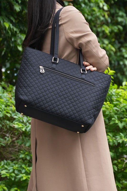 Hallie Solid Quilted Cotton Tote Bag