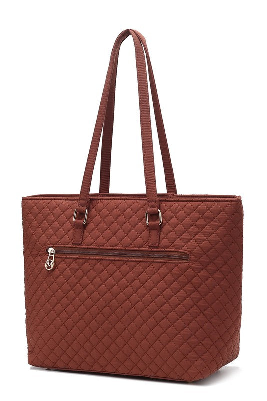 Hallie Solid Quilted Cotton Tote Bag