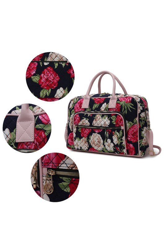 “Jayla” Botanical Pattern Duffle Bag