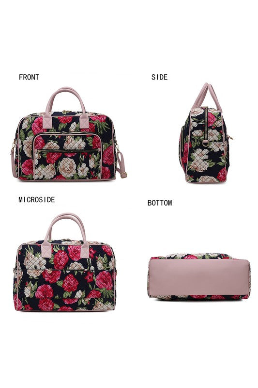 “Jayla” Botanical Pattern Duffle Bag