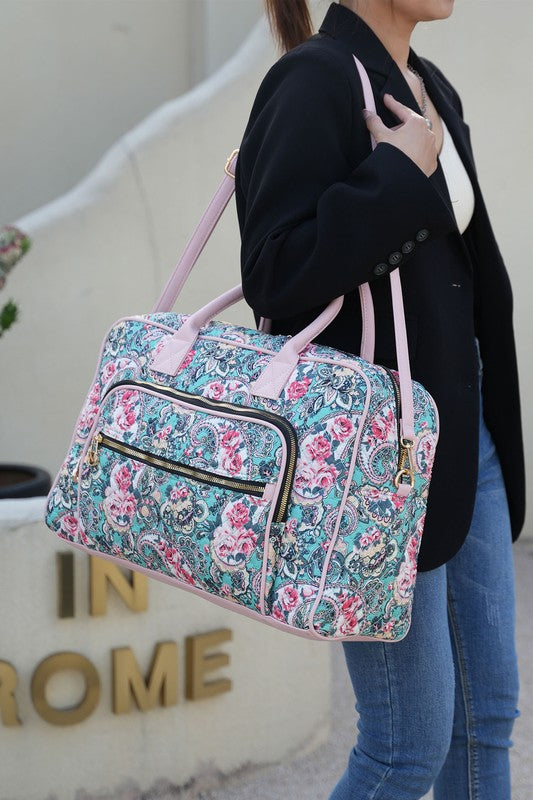 “Jayla” Botanical Pattern Duffle Bag