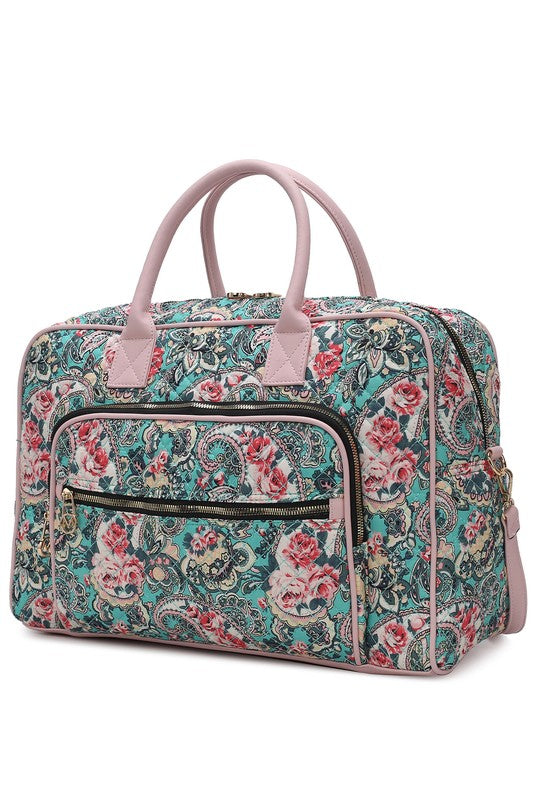 “Jayla” Botanical Pattern Duffle Bag