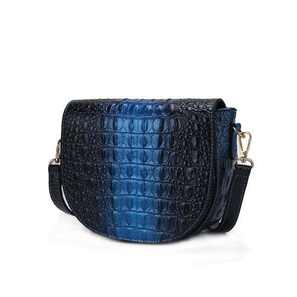 MKF Amalia Croc-Embossed Crossbody Bag