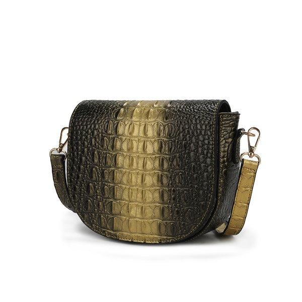 MKF Amalia Croc-Embossed Crossbody Bag