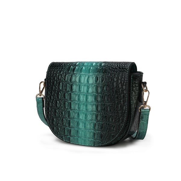 MKF Amalia Croc-Embossed Crossbody Bag