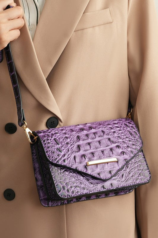 MKF Vanta Solid Croc-Embossed Saddle Bag