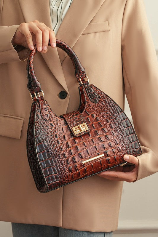 MKF Ava Faux Crocodile-Embossed Tote Bag