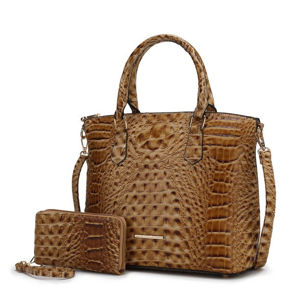 MKF Liora Croc Embossed Tote and Set