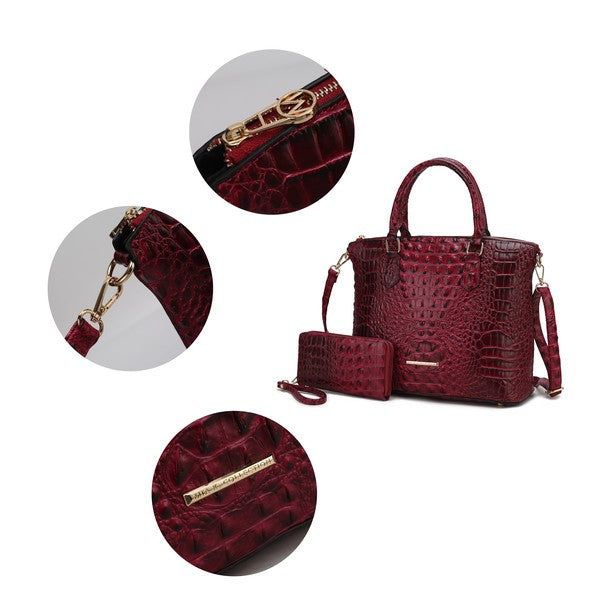 MKF Liora Croc Embossed Tote and Set