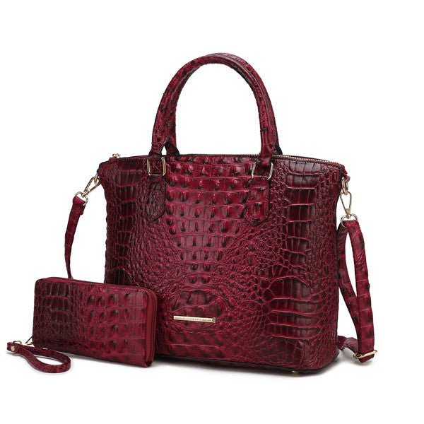 MKF Liora Croc Embossed Tote and Set