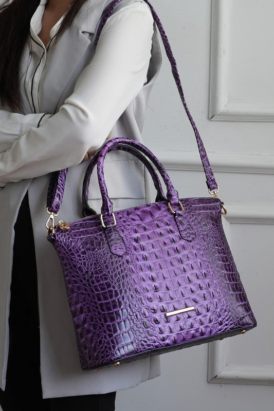 MKF Liora Croc Embossed Tote and Set