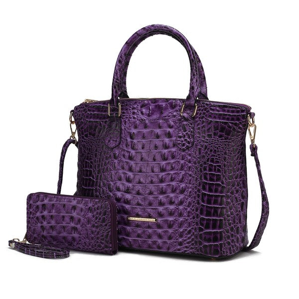 MKF Liora Croc Embossed Tote and Set