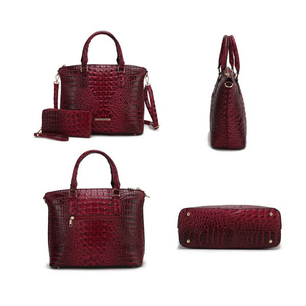 MKF Liora Croc Embossed Tote and Set