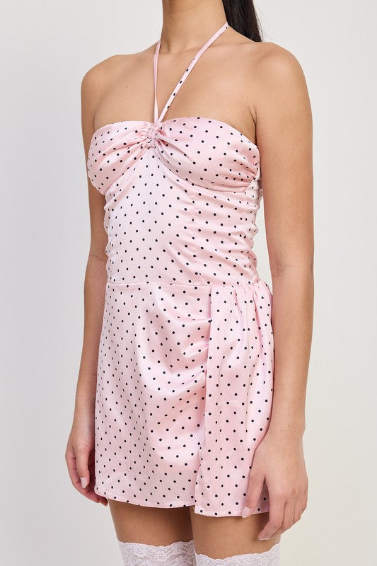 MINI HALTER POLKA DOT DRESS