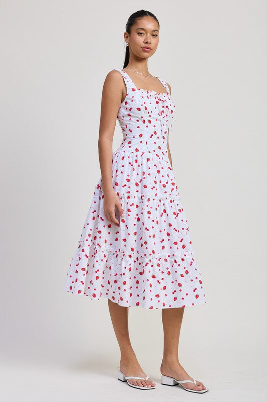 POPLIN MIDI A LINE DRESS