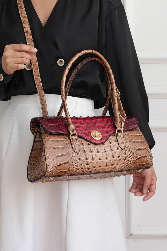MKF Liviana Croc-Embossed Shoulder Bag