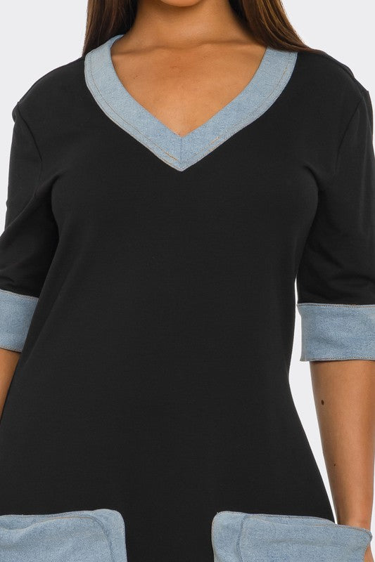 Denim Accent Jumpsuit