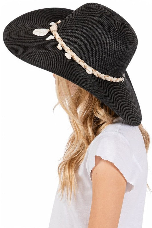 Sea Shell Rope Hat Band Floppy Sun Hat